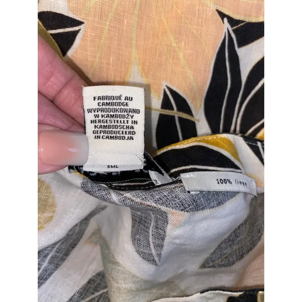 Rachel Zoe Tropical Floral Linen Blouse Top Button Back Small EUC Linen - Picture 10 of 11
